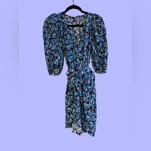 Zara Blurred Floral Print Wrap Mini Dress